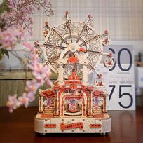 Ferris Wheel 3D Wooden Puzzle Christmas Rotating Music Box DIY Toy Creative Play Craft for Boy Girls Gift gelsvai ruda