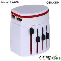 Universal World Travel Power Adapter Wall Charger Conversion Socket Dual USB Port with US UK EU AU Plugs white White box#1