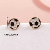 1 Pair of Football-themed Colorful Enamel Alloy Accessories Retro Elegant Style Sports Event Earrings gray