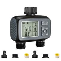 1/2/3Outlet Hose Water Timer With LCD Display, 2 Zone Digital Irrigation Controller for Garden Hose, Manual Watering and Rain Delay for Yard Care 1 gray
