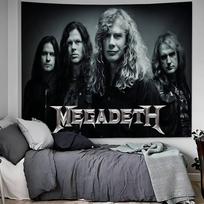 Heavy Metal Rock Band M-Megadeths Colorful Tapestry Wall Hanging Hanging Tarot Hippie Wall Rugs Dorm Wall Art Decor 100X150CM gray