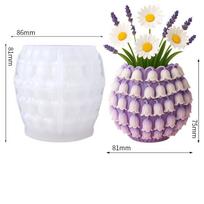 3D Textured Flower Pot Silicone Mold, Concrete Planter Mould For DIY Home Decor, Reusable Candle Holder & Pen Pot Making Tool balta