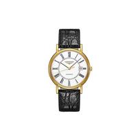 Longines Mados serijos Automatinis mechaninis laikrodis 30M atsparumas vandeniui 38,5 mm Baltas ciferblatas Nerūdijančio plieno korpusas Odinis dirželis L4.921.2.11.2 White Dial gray