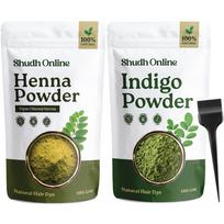 Shudh Online Organiški Indigo ir Chna Milteliai Plaukų Dažymui (Po 100 gramų - 200 gramų), Avuri ir Mehandi, Neela Amari, Natūralūs Henna, Cassia O black