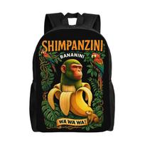 Shimpansinni Bananini, Monkey Banana Backpack for Men Women Cool Student Work Daypack Italian Brainrot  Laptop Canvas Bags Gift black