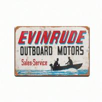 Evinrude Metal Sign Vintage Outboard Motor 8x12 Inch Retro Tin Sign for Wall Decor, Bar, Man Cave, Home Decor Gift 20x30cm（7.8x11.8inch）
