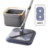 Spin 360 Bucket Clean Mop With Bucket Water Purification Microfiber Sewage No Hand-Washing Household Cleaning Bucket Floor Mop gray