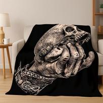 Viking WarriorSymbol Valknut Nordic Valhalla Flannel Blanket Soft Warm Throw Blanket for Bedroom Living Room Bed Travel Camping 75x90cm gray