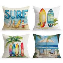 4Pcs Summer Surfing Cushion Covers Single-sided Printed 45CM Throw Pillow Case Cover Sofa Cushion Home Room Decor 4PCS beige
