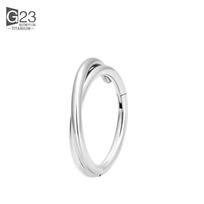 Implant Grade G23 Titanium Hinged Seamless Earrings Clicker Hoop Ring for Cartilage Helix Rook Septum Daith Tragus Conch 16G 1.2x12mm&Nose Rings & Studs&Ears beige