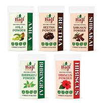 Baji Gold Amla Reetha Shikakai Bhringraj Hibiscus Powder 500Gm For Hair Growth And Hair Fall Control | Herbal Hair Care Powder For Strong, Soft & Sh beige