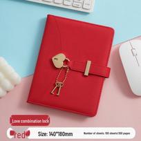 Korean Heart Lock Diary & Planner Set raudona
