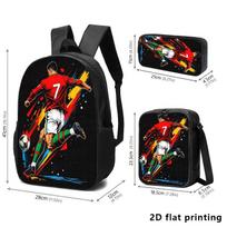 3pcs Backpack, Shoulder Bag, Pencil Case with Vibrant Football Player Graphics, Ideal for Studying or Traveling 3pcs black