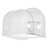 Tunnel Garden Greenhouse 6 m² 3L x 2W x 1.9H m Reinforced Galvanised Steel Diameter 2.4 cm + High Density PE Windows Door White 300 x 200 x 190 cm