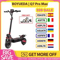 BOYUEDA Q7 Pro Max Elektrinis paspirtukas, 1600W*2 variklis, 52V 28AH baterija, 10 colių padanga, 70km/h maksimalus greitis, 110km nuotolis, LCD ekranas