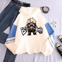 Karštas Anime Mano Herojų Akademija Bakugo Katsuki Grafinis Spaudinys Su Gobtuvu Vyrams Moterims Hoodies Per dydį Laisvas Džemperis Harajuku Gatvės Apranga M juoda