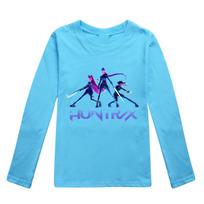 KPop Demon Hunters Huntrix Kids T Shirt Fashion Cartoon Casual Clothes Youth Loose O-neck T-Shirts Girls Boys Long Sleeve Tops 110 blue