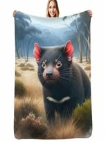Tasmanijos velnias Australija Gyvūnų meno pledas Antklodė Plaukuotos Šildančios antklodės  100X130CM pilka spalva