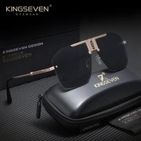 KINGSEVEN Verslo vyriški vairavimo lydinio akiniai nuo saulės UV400 kvadratinis didelis rėmelis Madingi Klasikiniai Vintažiniai Lauko akiniai auksinis beržas