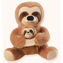 Simuliacinis mama ir vaikas tinginio lėlė pliušinis žaislas zoologijos sodo tinginio lėlė vaiko draugystė raminanti šluostinė lėlė 20cm（0.18kg） šviesiai ruda spalva