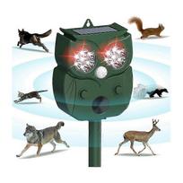 Solar Ultrasonic Animal Repeller with Motion Detection, LED Flash Light, Waterproof Outdoor Repellent for Dogs, Fox, Rabbit, Raccoon, Squirrel less