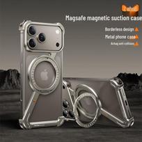 „iPhone 15 Pro Max“ magnetinis besisukantis metalinis telefono dėklas. Puikiai tinka Apple 14 Pro su be rėmelių dizainu. gray