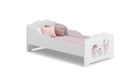 Vaikiška lova Anna su čiužiniu 144 cm x 75 cm x 63 cm, princesė su vienaragiu