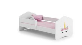 Vaikiška lova Fala su čiužiniu ir barjerine apsauga 144 cm x 78 cm x 65 cm, vienaragis