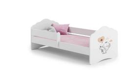 Vaikiška lova Fala su čiužiniu ir barjerine apsauga 144 cm x 78 cm x 65 cm, drambliukas