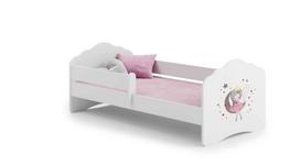 Vaikiška lova Fala su čiužiniu ir barjerine apsauga 144 cm x 78 cm x 65 cm, princesė su mėnuliu