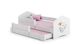 Vaikiška dvigulė lova Fala su čiužiniu ir apsauginiu barjeru 164x85x63 / 145x80x15cm, drambliukas