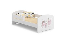 Vaikiška lova Luk su čiužiniu ir barjerine apsauga 144 cm x 77 cm x 56 cm, princesė su vienaragiu