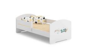 Vaikiška lova Luk su čiužiniu ir barjerine apsauga 144 cm x 77 cm x 56 cm, lėktuvas