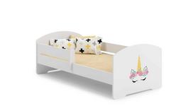 Vaikiška lova Luk su čiužiniu ir barjerine apsauga 144 cm x 77 cm x 56 cm, vienaragis
