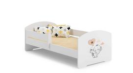 Vaikiška lova Luk su čiužiniu ir barjerine apsauga 144 cm x 77 cm x 56 cm, drambliukas