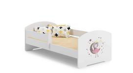 Vaikiška lova Luk su čiužiniu ir barjerine apsauga 144 cm x 77 cm x 56 cm, princesė su mėnuliu