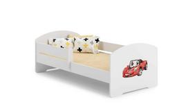 Vaikiška lova Luk su čiužiniu ir barjerine apsauga 144 cm x 77 cm x 56 cm, sportinis automobilis