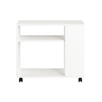 Šoninis staliukas ant ratukų 70x35x60cm., baltos/juodos spalvos
