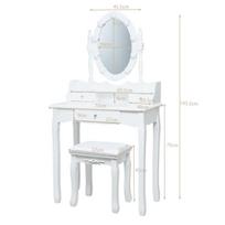 Tualetinis staliukas su taburetė 75x40x143,5cm., baltos spalvos