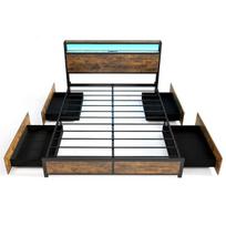 Dvigulės lovos rėmas 217x165x102cm., rudos/juodos spalvos