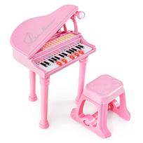 Vaikiškas žaislinis pianinas su kėde, rožinės/baltos spalvos