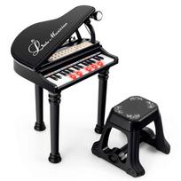 Vaikiškas žaislinis pianinas su kėde, juodos/baltos spalvos