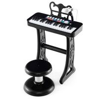 Vaikiškas žaislinis pianinas su kėde, juodos/baltos spalvos
