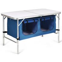 Turistinis sulankstomas stalas 120x60x71cm., baltos/mėlynos spalvos