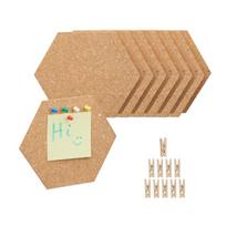 Rinkinys iš 14 šešiakampių skelbimų lentų 17,5x20x0,5 cm., šviesiai rudos spalvos