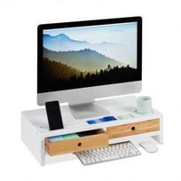 Monitoriaus stovas su stalčiais 14x60x30cm., šviesiai rudos/baltos spalvos
