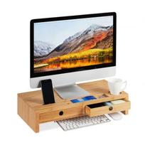 Monitoriaus stovas su stalčiais 12x56x27cm., šviesiai rudos spalvos