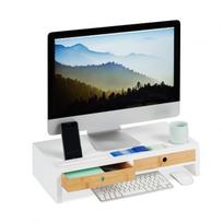 Monitoriaus stovas su stalčiais 12x55,5x27cm., šviesiai rudos/baltos spalvos