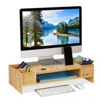 Monitoriaus stovas su skyriais 15,5x62,5x28cm., šviesiai rudos spalvos