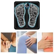 EMS Foot Massager Electric Feet Acupressure Pad Portable Muscle Stimulator Pad Multi Modes for Improving Blood Circulation black